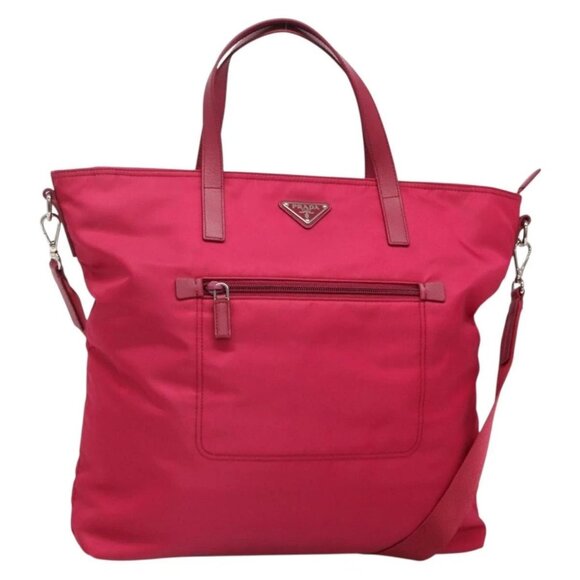 PRADA Tote Bag Nylon 2way Pink Silver Auth 138350 - Picture 1 of 16